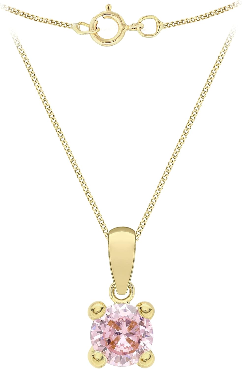 Amazon Essentials Halskette mit Anhänger aus 9-Karätigem Gold mit Geburtsstein (ehemals Amazon Collection) Rosa/Oktober