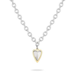 LIEBESKIND BERLIN Damen Schmuck mit Herz - Funkelnde Kette bicolor silber/gold