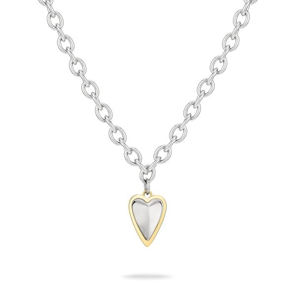 LIEBESKIND BERLIN Damen Schmuck mit Herz - Funkelnde Kette bicolor silber/gold