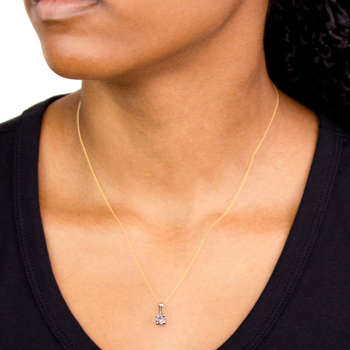 Amazon Essentials Halskette mit Anhänger aus 9-Karätigem Gold mit Geburtsstein (ehemals Amazon Collection) Lila/Juni