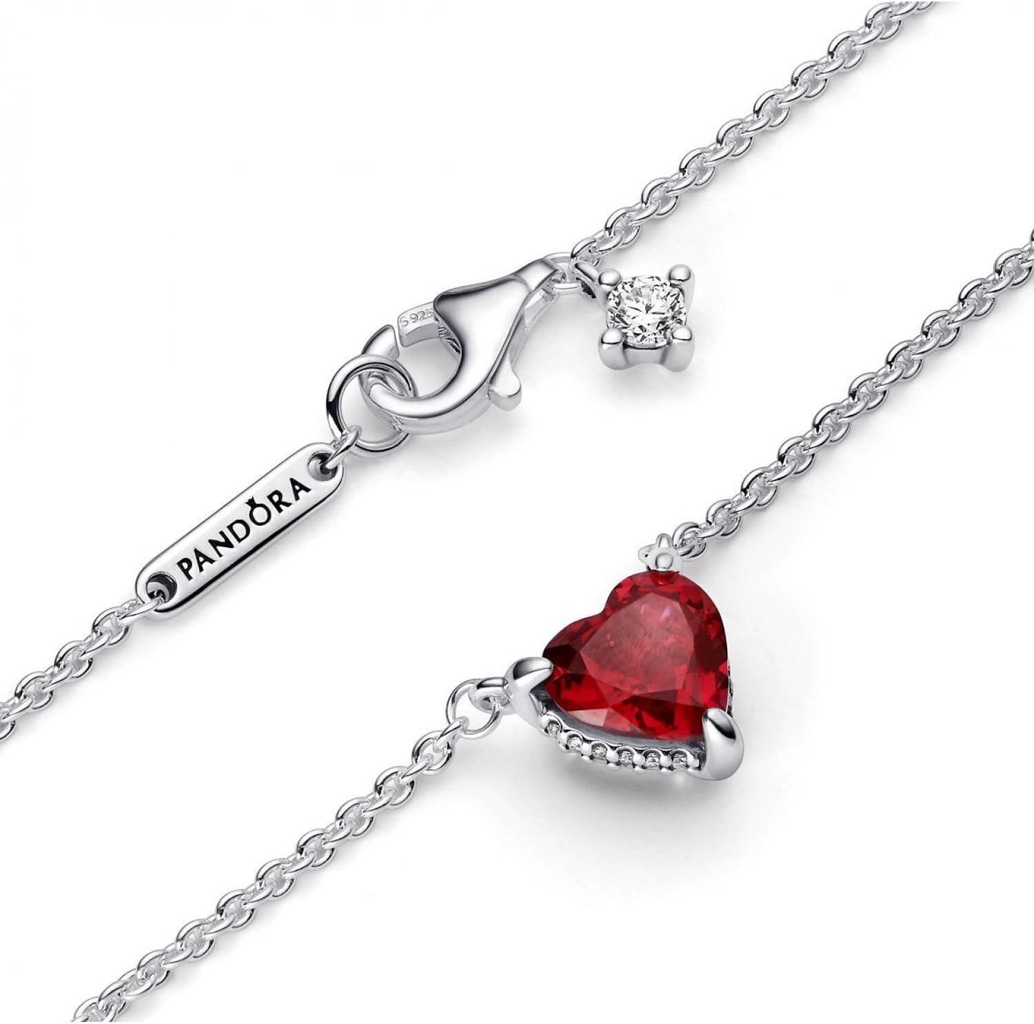 Pandora Timeless Schmuck funkelndes Herz, mit kirschrotem Jubiläumskristall Modernes