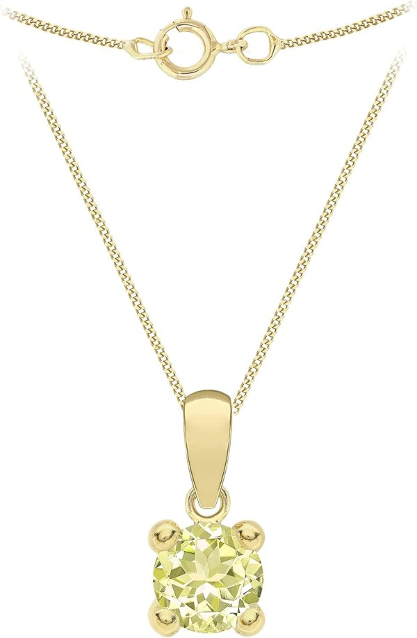 Amazon Essentials Halskette mit Anhänger aus 9-Karätigem Gold mit Geburtsstein (ehemals Amazon Collection) Hellgelb/August