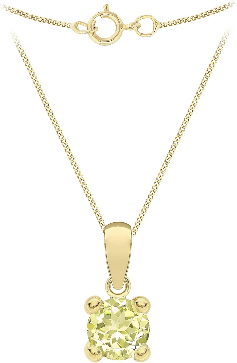Amazon Essentials Halskette mit Anhänger aus 9-Karätigem Gold mit Geburtsstein (ehemals Amazon Collection) Hellgelb/August