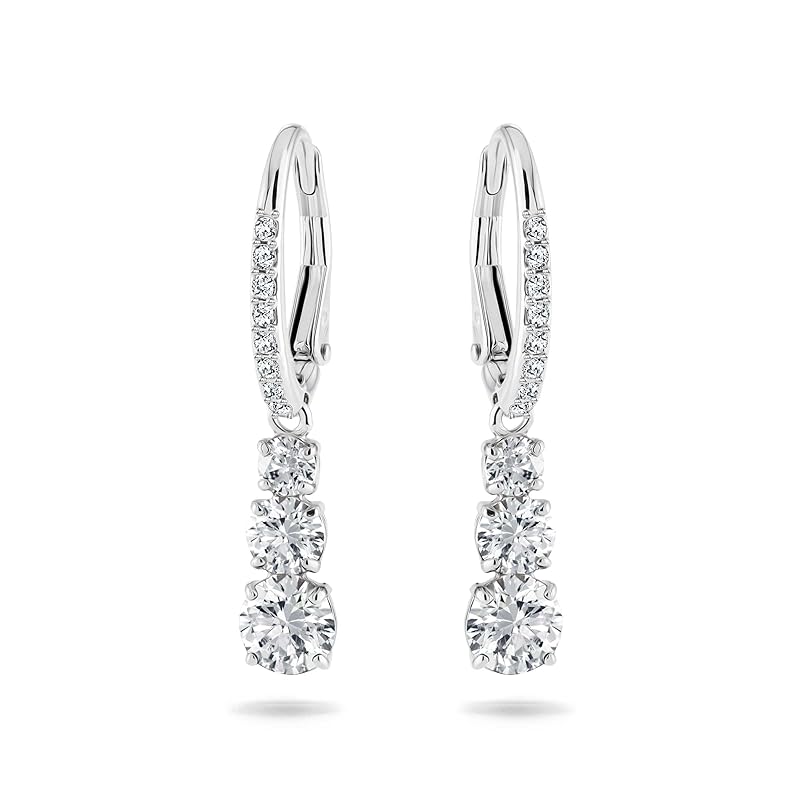 Swarovski Stilla Kollektion Hängeohrringe Rhodiniert Weiß