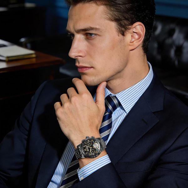 OLEVS Herrenuhren Automatik Mechanische Armbanduhr mit Tourbillon Kalender Wasserdicht Leuchtende Uhren Männer 7088 Alle Schwarz