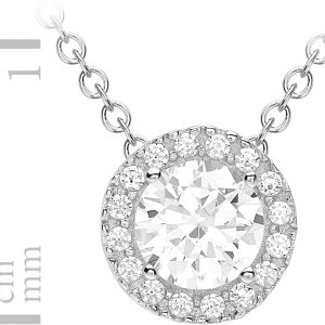 Amazon Essentials Halo-Halskette aus 9-Karätigem Gelb und Weißgold mit Kubischen Zirkonia (ehemals Amazon Collection)