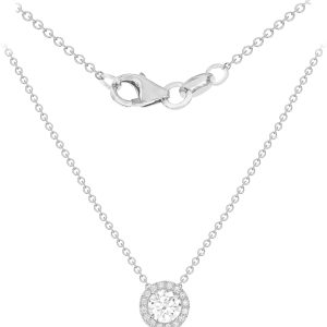Amazon Essentials Halo-Halskette aus 9-Karätigem Gelb und Weißgold mit Kubischen Zirkonia (ehemals Amazon Collection)