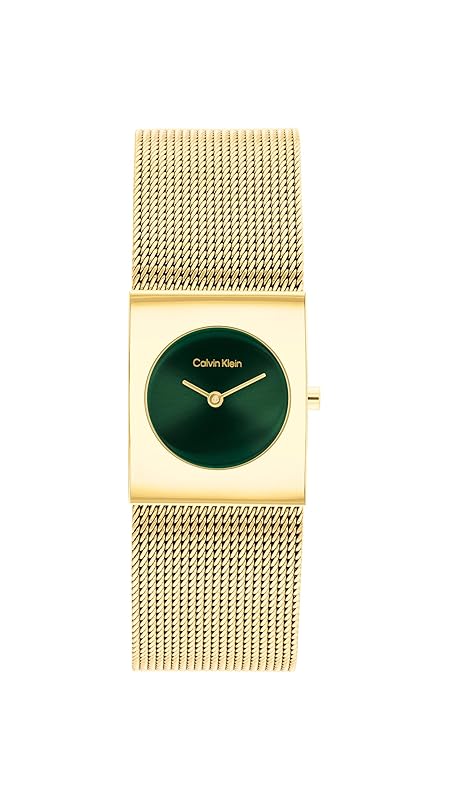Calvin Klein Analog Quarzuhr für Damen Kollektion CK Pulse mit Edelstahl-Mesh-Gliederarmband Green