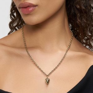 LIEBESKIND BERLIN Damen Schmuck mit Herz - Funkelnde Kette Gold