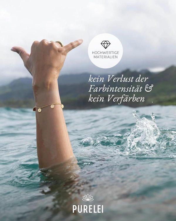 Purelei Kalea Armband – Elegantes, verspieltes Damen Armband mit Plättchen – Edelstahl – Verstellbare Länge 16/17,5/19 cm – Hawaiianisch inspiriert & wasserfest Gold