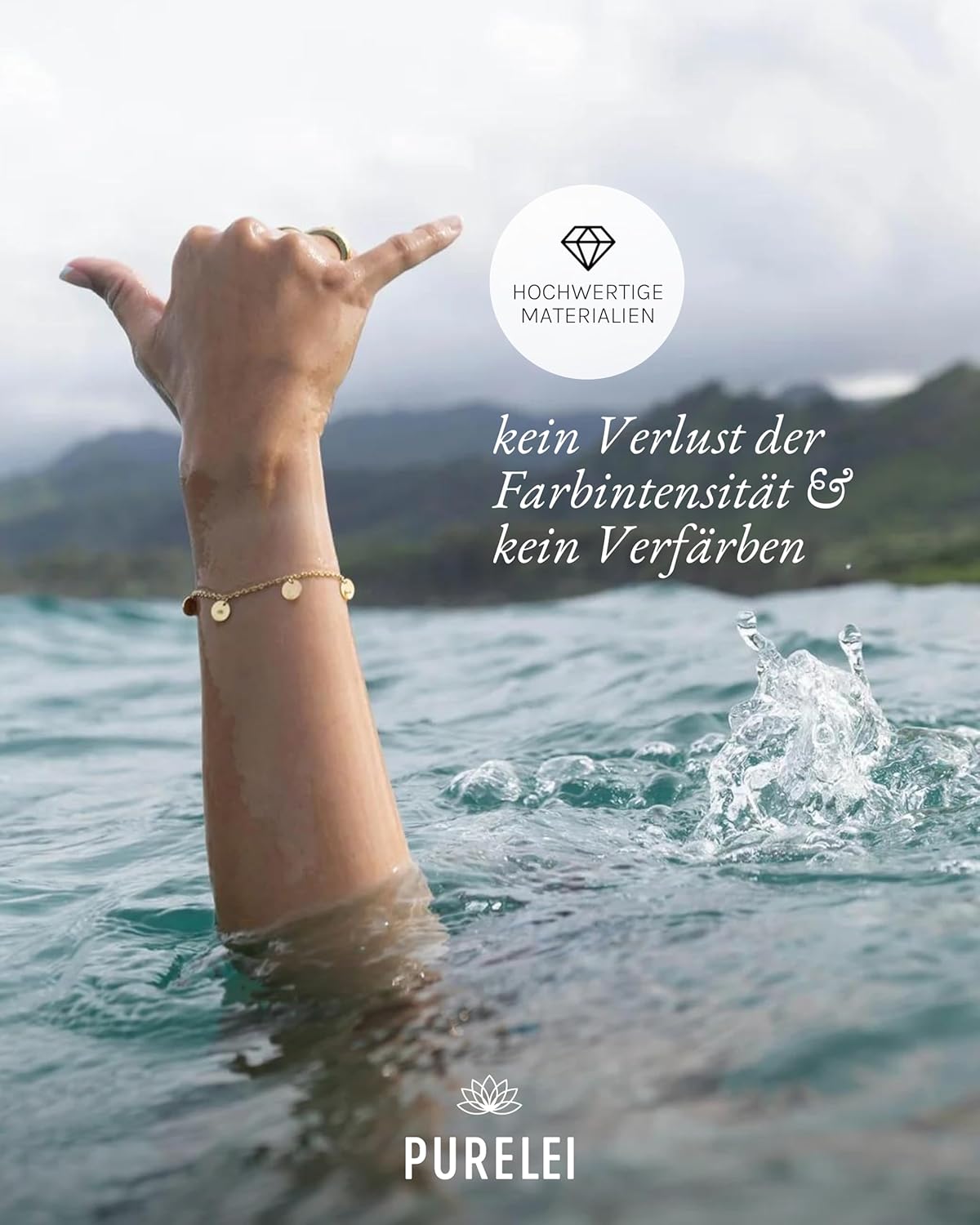 Purelei Kalea Armband – Elegantes, verspieltes Damen Armband mit Plättchen – Edelstahl – Verstellbare Länge 16/17,5/19 cm – Hawaiianisch inspiriert & wasserfest Gold