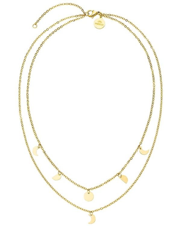 Purelei Luna Kette Damen – Halskette Damen aus langlebigem Edelstahl – Wasserfeste Kette mit Anhänger – 40-45 cm Länge verstellbar – Halskette für deinen individuellen Look Gold