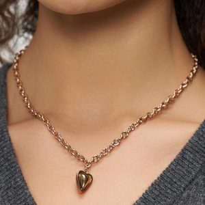 LIEBESKIND BERLIN Damen Schmuck mit Herz - Funkelnde Kette roségold