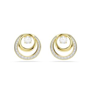 Swarovski Hyperbola Kollektion, Rundschliff, Weiß, Goldfarben beschichtet Hyperbola Ohrstecker