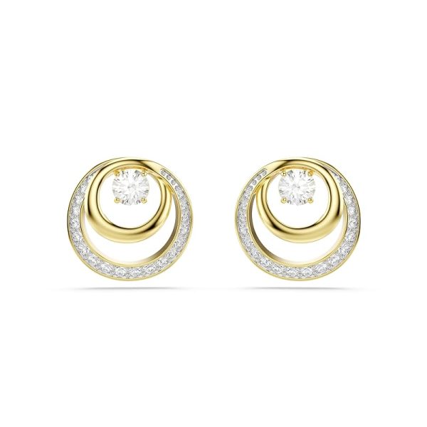 Swarovski Hyperbola Kollektion, Rundschliff, Weiß, Goldfarben beschichtet Hyperbola Ohrstecker