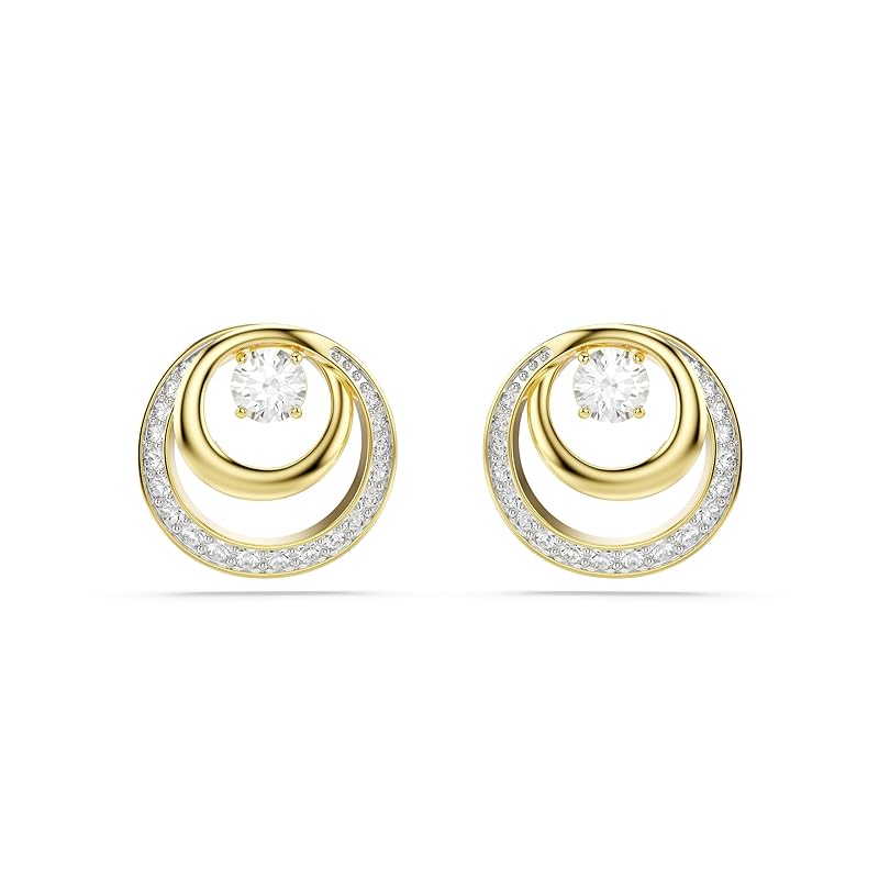 Swarovski Hyperbola Kollektion, Rundschliff, Weiß, Goldfarben beschichtet Hyperbola Ohrstecker