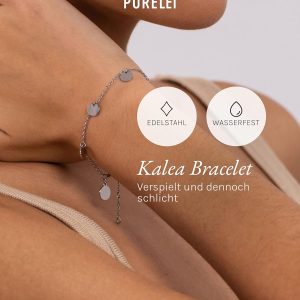 Purelei Kalea Armband – Elegantes, verspieltes Damen Armband mit Plättchen – Edelstahl – Verstellbare Länge 16/17,5/19 cm – Hawaiianisch inspiriert & wasserfest Silber