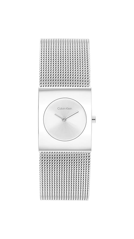 Calvin Klein Analog Quarzuhr für Damen Kollektion CK Pulse mit Edelstahl-Mesh-Gliederarmband Silver