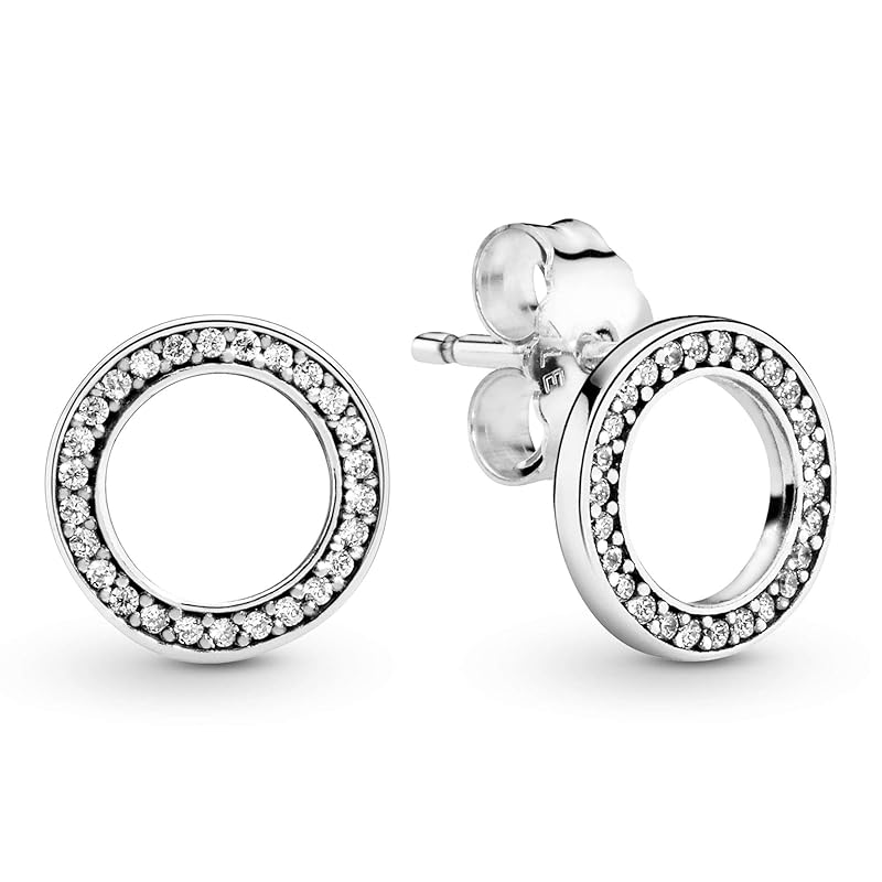 Pandora Signature Ohrstecker funkelnder Kreis, mit klarem Cubic Zirkonia Silber