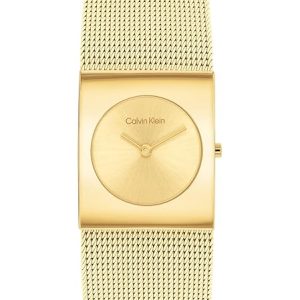 Calvin Klein Analog Quarzuhr für Damen Kollektion CK Pulse mit Edelstahl-Mesh-Gliederarmband Gold