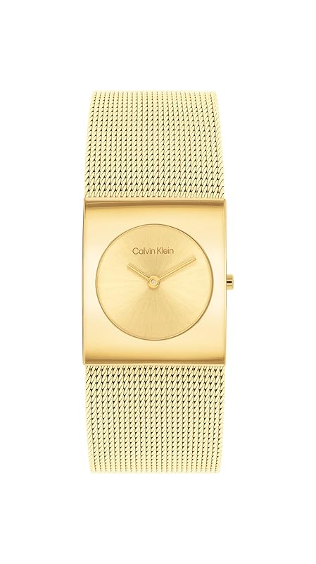 Calvin Klein Analog Quarzuhr für Damen Kollektion CK Pulse mit Edelstahl-Mesh-Gliederarmband Gold