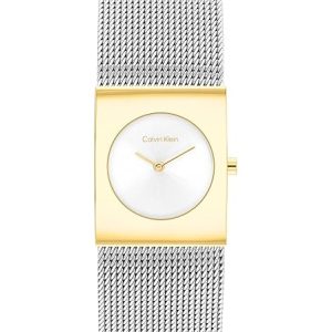 Calvin Klein Analog Quarzuhr für Damen Kollektion CK Pulse mit Edelstahl-Mesh-Gliederarmband Silver And Gold