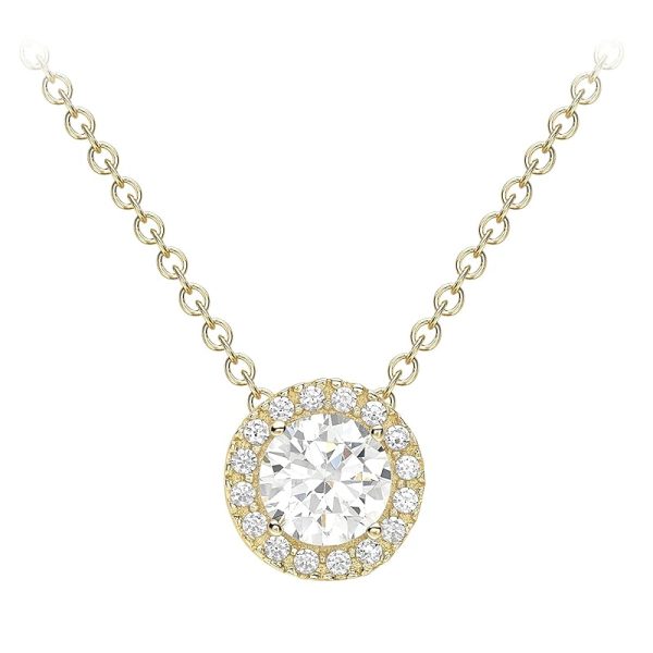 Amazon Essentials Halo-Halskette aus 9-Karätigem Gelb und Weißgold mit Kubischen Zirkonia (ehemals Amazon Collection) Gelbgold