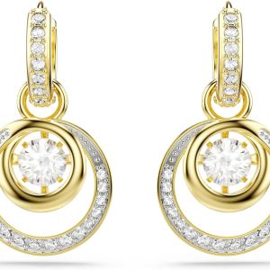 Swarovski Hyperbola Kollektion, Rundschliff, Weiß, Goldfarben beschichtet Hyperbola Hängeohrringe