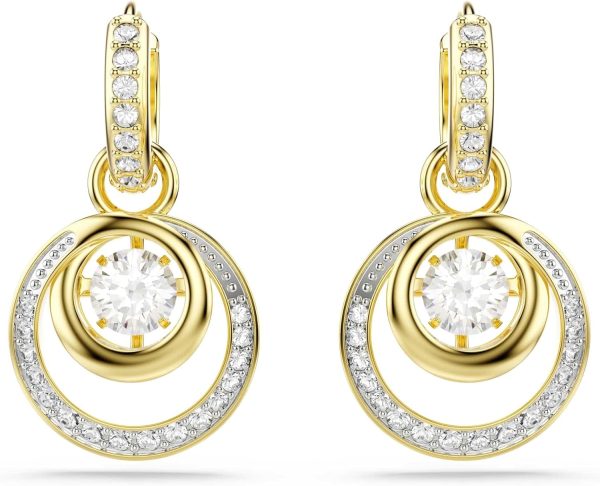 Swarovski Hyperbola Kollektion, Rundschliff, Weiß, Goldfarben beschichtet Hyperbola Hängeohrringe