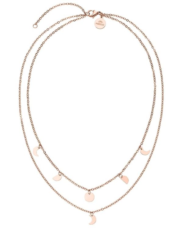 Purelei Luna Kette Damen – Halskette Damen aus langlebigem Edelstahl – Wasserfeste Kette mit Anhänger – 40-45 cm Länge verstellbar – Halskette für deinen individuellen Look Roségold