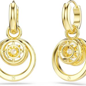 Swarovski Hyperbola Kollektion, Rundschliff, Weiß, Goldfarben beschichtet Hyperbola Hängeohrringe