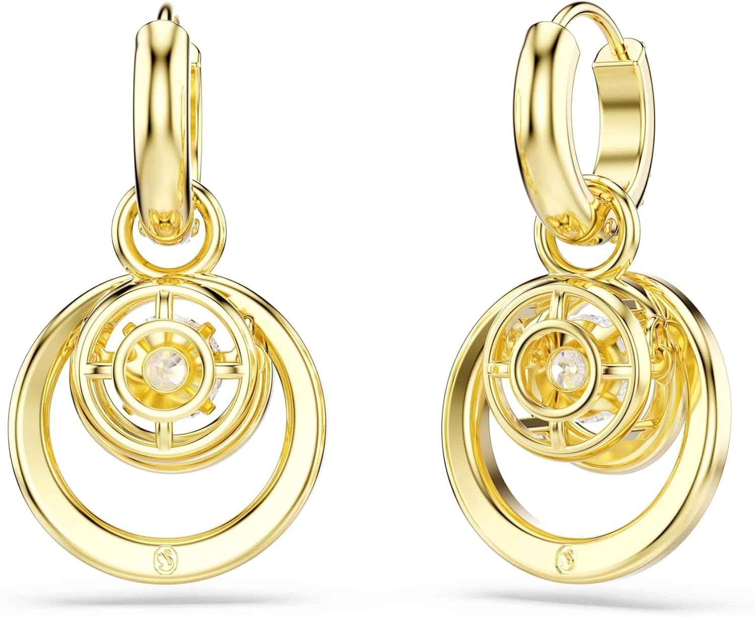 Swarovski Hyperbola Kollektion, Rundschliff, Weiß, Goldfarben beschichtet Hyperbola Hängeohrringe