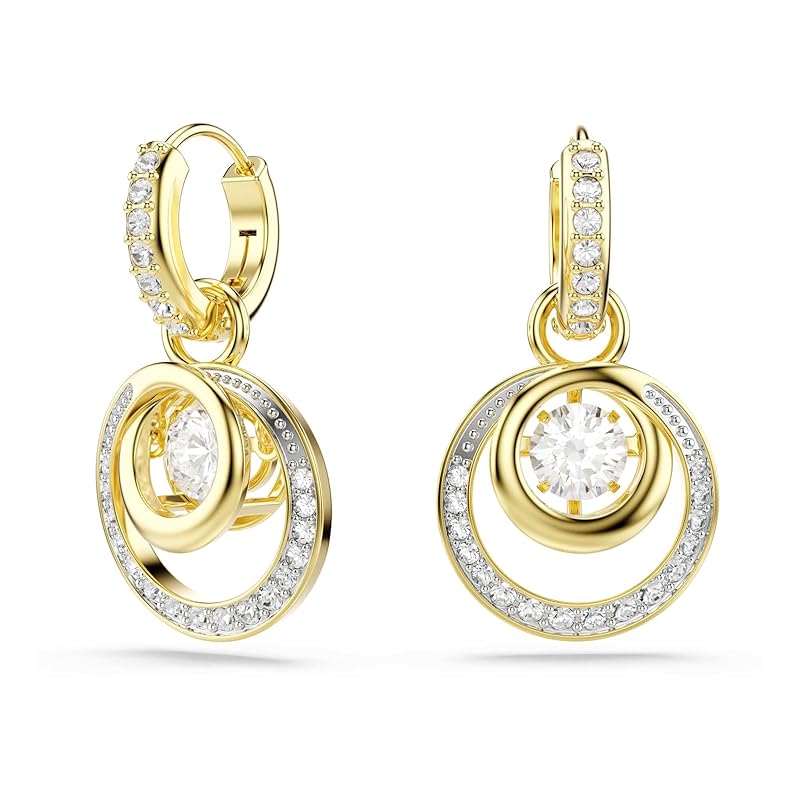 Swarovski Hyperbola Kollektion, Rundschliff, Weiß, Goldfarben beschichtet Hyperbola Hängeohrringe