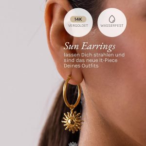 Purelei Sun Ohrringe – Damenohrringe aus langlebigem Edelstahl – Wasserfeste Ohrringe Damen – Modeschmuck für deinen individuellen Look Gold