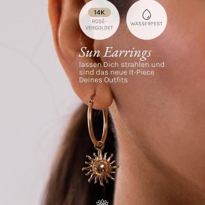 Purelei Sun Ohrringe – Damenohrringe aus langlebigem Edelstahl – Wasserfeste Ohrringe Damen – Modeschmuck für deinen individuellen Look Roségold