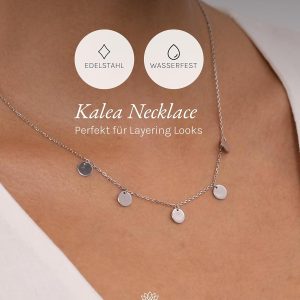Purelei Kalea Kette Damen – Halskette Damen aus langlebigem Edelstahl – Wasserfeste Kette mit Anhänger – 40-45 cm Länge verstellbar – Halskette für deinen individuellen Look Silber