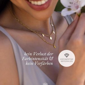 Purelei Luna Kette Damen – Halskette Damen aus langlebigem Edelstahl – Wasserfeste Kette mit Anhänger – 40-45 cm Länge verstellbar – Halskette für deinen individuellen Look Roségold