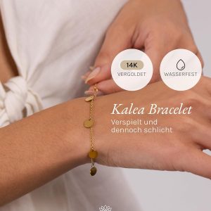 Purelei Kalea Armband – Elegantes, verspieltes Damen Armband mit Plättchen – Edelstahl – Verstellbare Länge 16/17,5/19 cm – Hawaiianisch inspiriert & wasserfest Gold