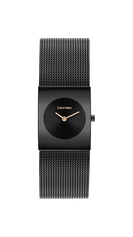 Calvin Klein Analog Quarzuhr für Damen Kollektion CK Pulse mit Edelstahl-Mesh-Gliederarmband Full Black