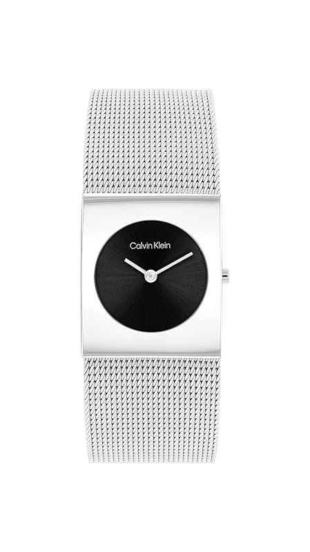 Calvin Klein Analog Quarzuhr für Damen Kollektion CK Pulse mit Edelstahl-Mesh-Gliederarmband Black