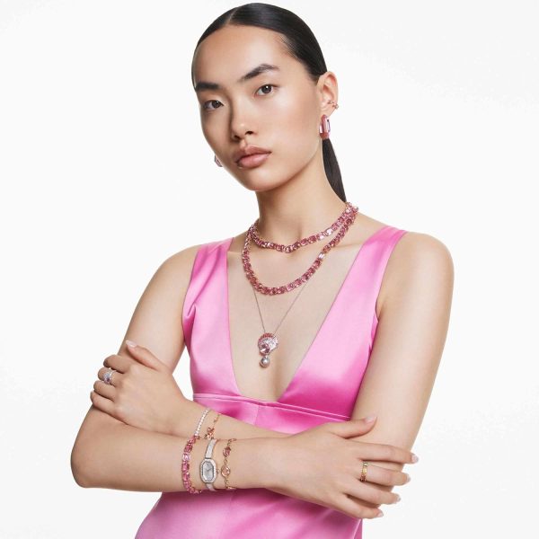 Swarovski Millenia Kollektion Halskette Millenia Tennis Halskette Goldfarben plattiert Rosa