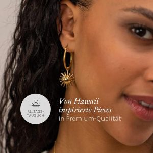 Purelei Sun Ohrringe – Damenohrringe aus langlebigem Edelstahl – Wasserfeste Ohrringe Damen – Modeschmuck für deinen individuellen Look Gold