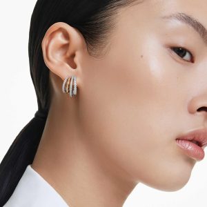 Swarovski Hyperbola Kollektion, Gemischte Schliffe, Weiß Creolen