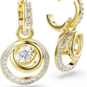 Swarovski Hyperbola Kollektion, Rundschliff, Weiß, Goldfarben beschichtet Hyperbola Hängeohrringe