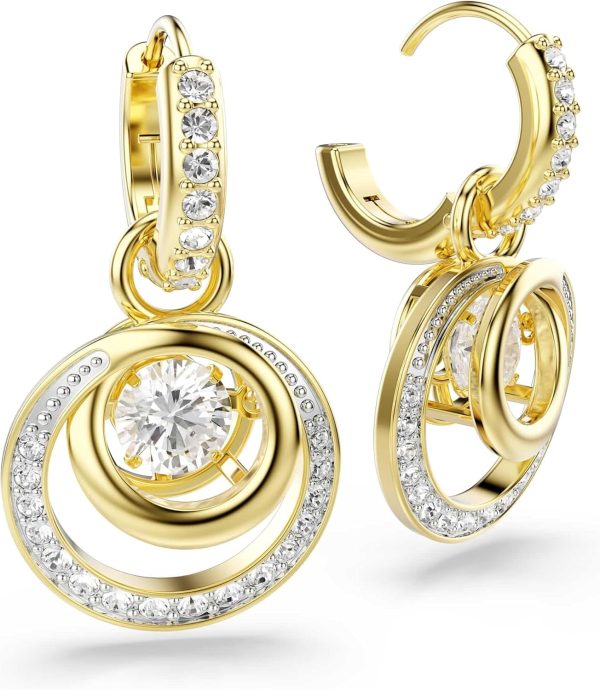 Swarovski Hyperbola Kollektion, Rundschliff, Weiß, Goldfarben beschichtet Hyperbola Hängeohrringe