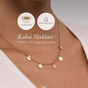 Purelei Kalea Kette Damen – Halskette Damen aus langlebigem Edelstahl – Wasserfeste Kette mit Anhänger – 40-45 cm Länge verstellbar – Halskette für deinen individuellen Look Roségold