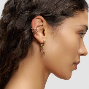 LIEBESKIND BERLIN Urban Chic Ohrring - Creole aus Edelstahl - 3,8 cm - Scharnierverschluss - wasserfest & hautfreundlich Gold