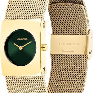 Calvin Klein Analog Quarzuhr für Damen Kollektion CK Pulse mit Edelstahl-Mesh-Gliederarmband Green
