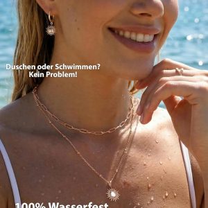 BONNYBIRD® Wasserfeste Edelstahl Ohrringe Sonne Damen in Silber, Gold & Roségold - 100% Wasserfeste & Hautverträgliche Creolen "BonnySun" (14 mm) BonnySun Roségold