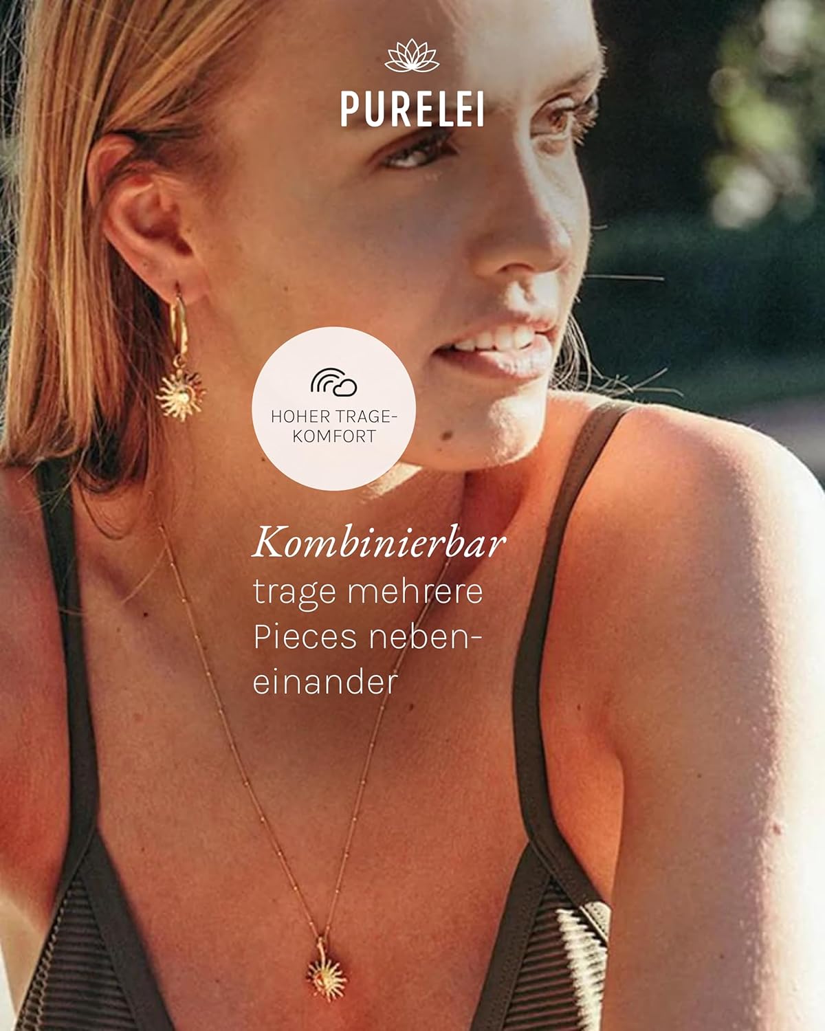 Purelei Sun Ohrringe – Damenohrringe aus langlebigem Edelstahl – Wasserfeste Ohrringe Damen – Modeschmuck für deinen individuellen Look Gold